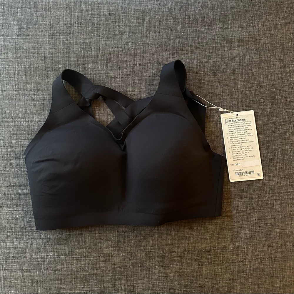 NWT Lululemon Enlite Weave bra, Black, sz 34DD/E